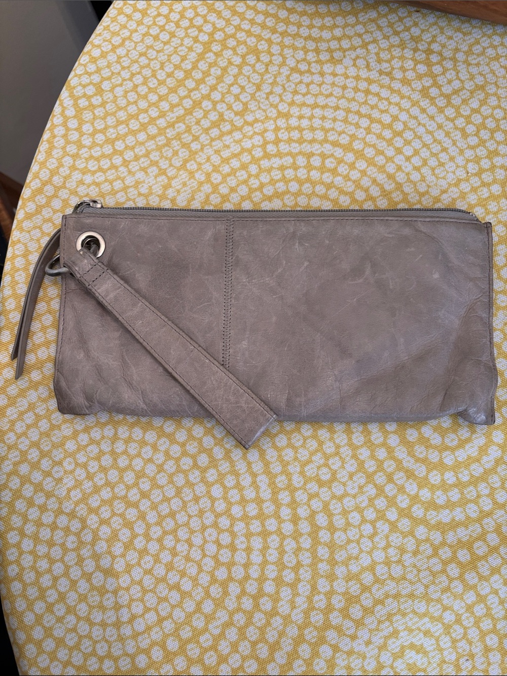 Hobo  Gray Leather Wristlet Clutch